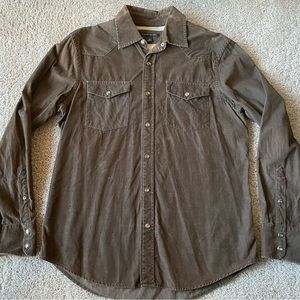 Brown pearl snap button up